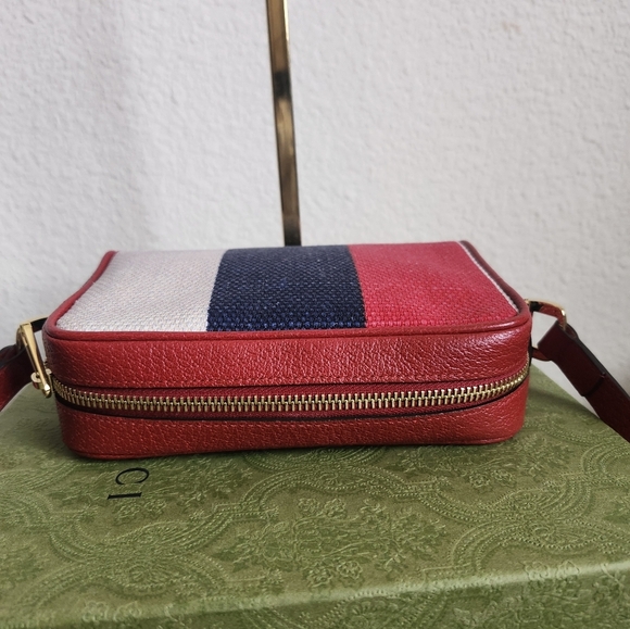 Gucci Canvas Sylvie Stripe Mini Ophidia Crossbody Bag - Picture 8 of 14